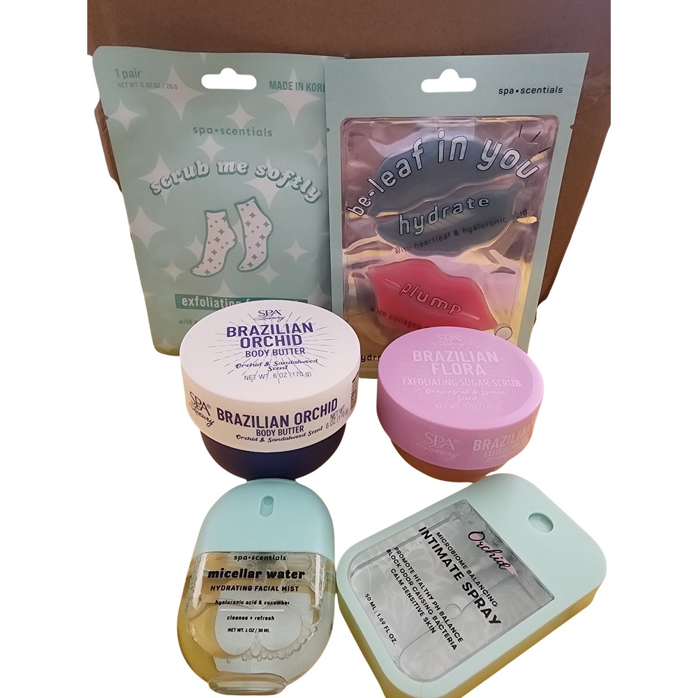 Spa Luxury Brazilian Orchid Body Butter Sugar Scrub & Spa-Beauty Bundle 6pc set